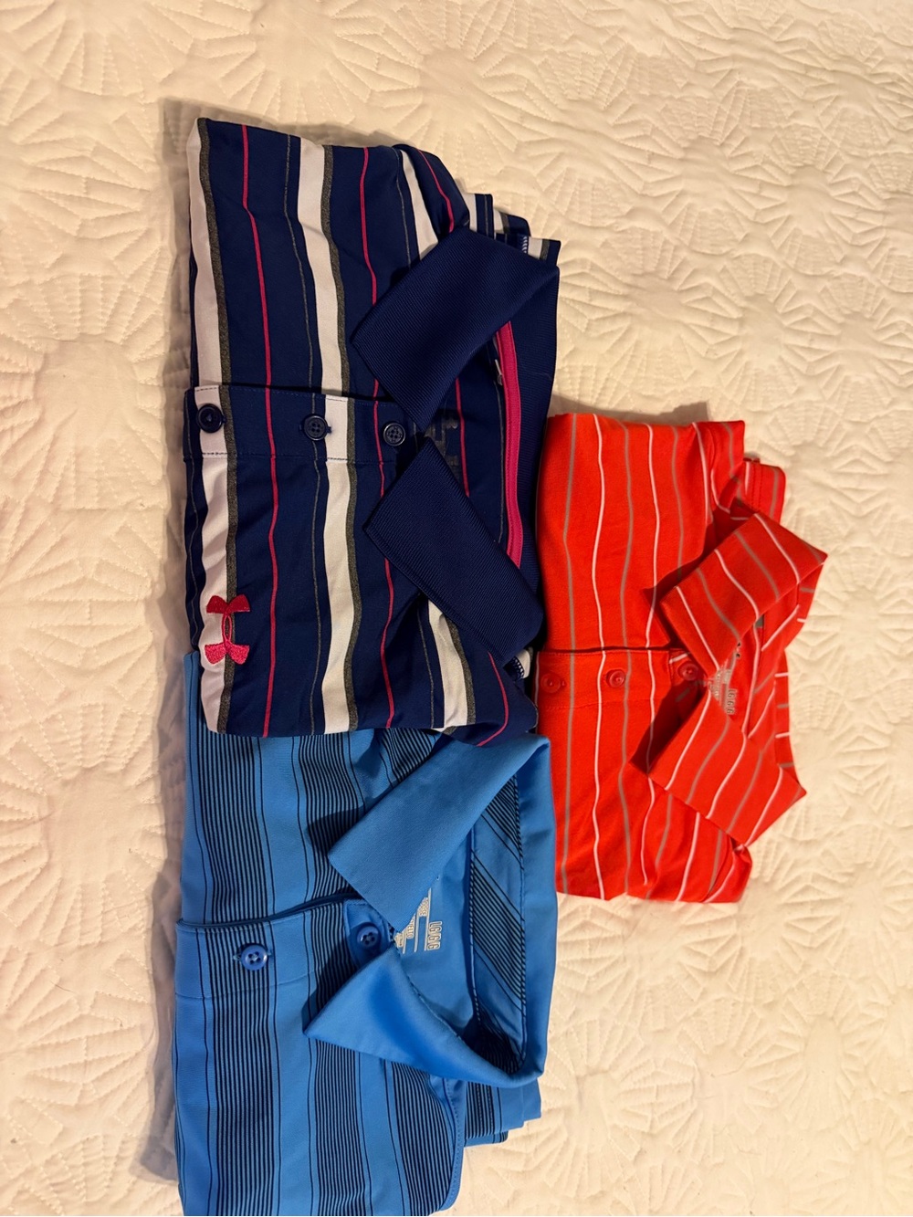 Under Armour Men’s Polo Bundle - Navy, Blue & Red Stripes